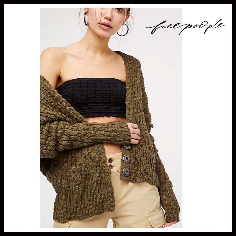 FREE PEOPLE RIBBED KNIT OVERSIZE LONG CARDIGAN A2C - Picture 1 of 8